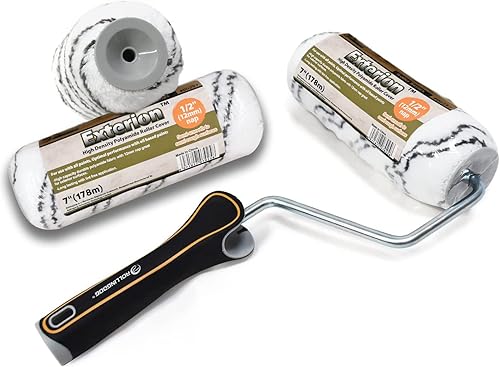 ROLLINGDOG 17,8 cm Malerset Farbroller Set - mit 3 x 12 mm Nickerrollen Hülsen für Semi-glatt Halbglatt strukturierte Wand und Deckenmalerei - Cheap-Us
