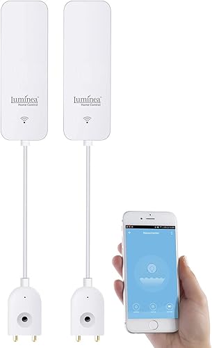 Luminea Home Control ZigBee Wassersensor: 2er-Set ZigBee-Wassermelder mit externem Sensor, App (Funk Wassermelder, Wassermelder Smart, Waschmaschine) - Cheap-Us