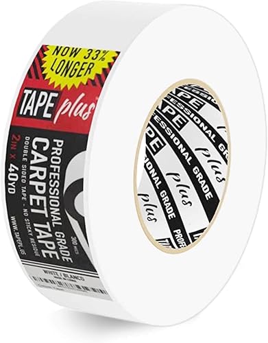 Professionelles Teppich-Klebeband, 5,1 cm x 40 m, 2 x mehr. - Doppelseitiges, rutschfestes Teppichband, hochwertiges weißes Finish, Perfekter Greifer zum Halten von Teppichen im Innenbereich - Cheap-Us