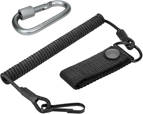 BESPOTCL Tactical Lanyard, Elastische Spiralkabel mit 2 Karabiner Elastisches Schlüsselband aus Paracord RSG Halterung RSG Sicherung für Rettungsschere Taschenlampe Schlüssel usw. Schwarz - Cheap-Us