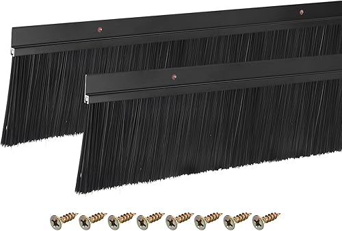 sourcing map 2 Stück Türbürste Bodenbelagdichtung H-Form Aluminiumlegierungsbasis mit 80mm PP-Bürste für Zuhause, Industrie (900mm L x 105mm B, Schwarz) - Cheap-Us