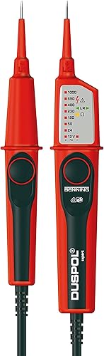 Benning Spannungsprüfer DUSPOL expert (Prüfart 2-polig, Messgerät für Elektrotechnik, Messbereich 12 V - 1000 V AC/DC, Klingenlänge 15 mm) 50262, Rot/Schwarz - Cheap-Us