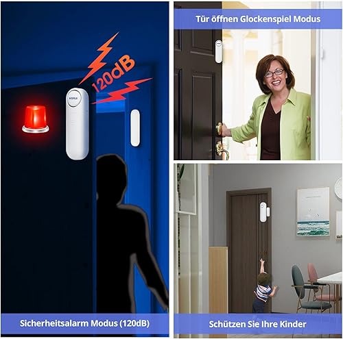 TOWODE Türalarm, Fensteralarm 120dB Kabellos Tür Fensterkontakt Sensor Alarm mit Fernbedienung 3 Modi Türalarm für Ihr Zuhause, Kinder, Laden Sicherhei - Cheap-Us