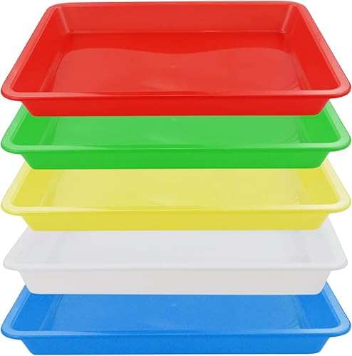 SZCXDKJ Mehrfarbige Tabletts – Activity Tray Crafts Organizer Tablett Serviertablett für Schule, Zuhause, Kunst und Handwerk, DIY-Projekte, Malerei, Perlen, Organisationsbedarf, 5 Farben - Cheap-Us