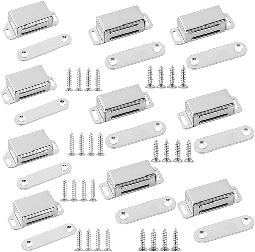 QINGYIWL Magnetschnäpper,10 Stück Türmagnet Stark Magnetverschluss Schrankte für Küche Badezimmerschrank Kleiderschrank Schrankverschlüsse Schranktür Schubladenriegel mit 40 Schrauben (46MM&55MM) - Cheap-Us