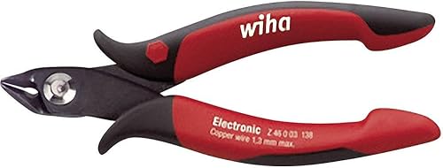 Wiha Electronic Schrägschneider mit breitem, spitzem Kopf / isolierte Zange mit 48° abgewinkelter Schneide ohne Wate, inkl. Öffnungsfeder / 138 mm - Cheap-Us