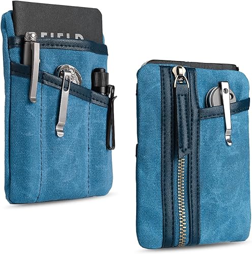 Sayram SP6 EDC Pouch Tasche, kompakter EDC Taschen Organizer aus gewachstem Canvas, Reißverschlusstasche für Herren, EDC Pocket Organizer für Kleingeld, Notizbuch, Taschenlampe - Cheap-Us