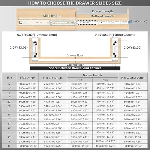 AOLISHENG schubladenschiene vollauszug 600 mm,Schwere schubladenführungen mit Schloss 80 kg Ladekapazität, 1 Paar (2 Stück) (With lock, 24 inch(600mm)) - Cheap-Us
