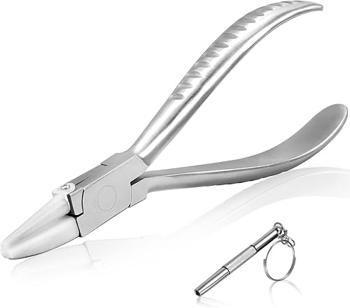 SPEEDWOX Halbrundzange aus Edelstahl, 15,2 cm, runde und flache Nase, Nylonbacken, Brillenrahmenzange, Brillen-Reparaturzange, Einstellzange, Brillenarme, Rahmenbeinzange mit Brillen-Schraubendreher - Cheap-Us