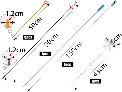 Abflussspirale Spülbecken Reinigungshaken 3 Stück Abflussschlange Abflussreiniger Spirale Rohrreinigungsbürste Reinigungsspirale Abfluss Haar Clog Tool für Waschbecken Badewanne Abwasserkanäle - Cheap-Us