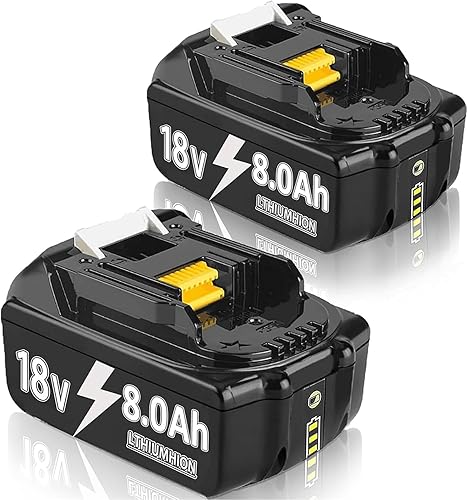 2X 18V 8.0Ah/8000mAh Ersatzakku für Makita BL1860B BL1860 BL1840 BL1830 BL1860B BL1815 BL1835 BL1850B BL1845 BL1850 BL1860B 194205-3 LXT-400 with LED Werkzeugakku - Cheap-Us