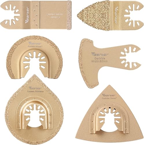 Vearter 6 Tlg Multitool Werkzeug Sägeblätter, Hartmetall Oszillationswerkzeug Multifunktionswerkzeug Zubehör für Fliesen Fugenmörtel Beton Mauerwerk - Cheap-Us