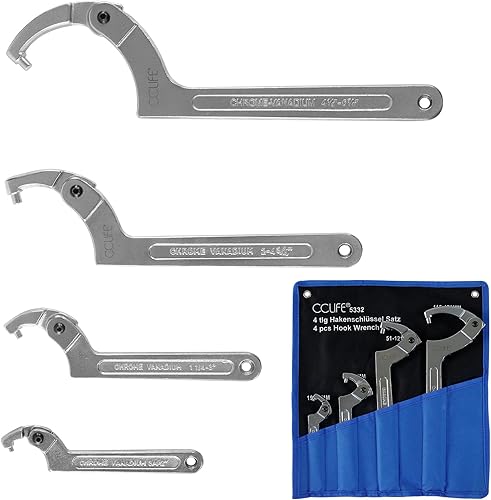 CCLIFE 4tlg Gelenk C Hakenschlüssel Verstellbar Nutmutternschlüssel für Nutmutter 19-170mm - Cheap-Us