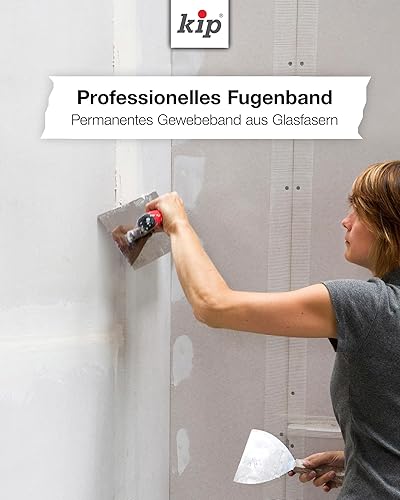 Kip Fugenband - Permanentes Glasfaser-Gewebeband 48mm x 20m - Für Reperatur- & Spachtelarbeiten - Einfache Fixierung - Selbstklebend & Reißfest - Cheap-Us