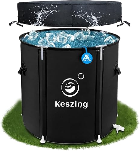 Keszing Faltbare Badewanne Eisbad Aufblasbare Badewanne Erwachsene Eisbaden Tonne Faltbare Ice Bath Tub Freistehende Eistonne Faltbare Badefass Wanne Eisfass Eisbaden (schwarz, Oval 100x65x65cm) - Cheap-Us