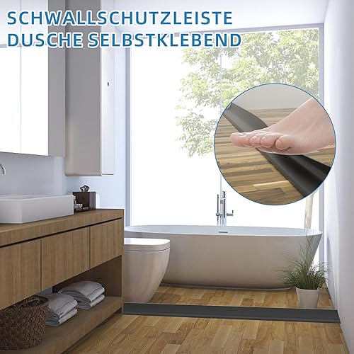 Schwallschutzleiste Dusche Selbstklebend, Silikon Wasserstopper Dusche Schwallschutz, Selbstklebende Duschschwelle Duschdichtung, TüRdichtung Duschwasserstop für Rahmenlose Duschtür (Transparent, 1M) - Cheap-Us