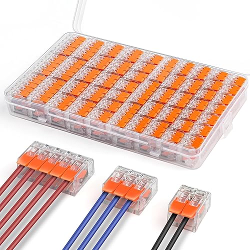 NEUTYPECHIC Kabelverbinder Kabelklemmen Elektro, 75 Stück Verbindungsklemmen, 4mm² Leiter LüSterklemmen Aus Feuerfestem Pc Material für 2-3-5 Leiter Elektro Draht Kabelklemmen - Cheap-Us