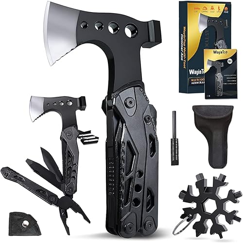 WayinTop Werkzeug Geschenke für Männer, 33 in 1 Taschenwerkzeug Multi-Tool Hammer Axe, Zange Klappmesser Schraubendrehe, Multifunktionswerkzeug für Camping Notfall und Überleben im Freien - Cheap-Us