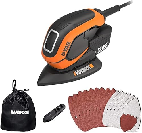 WORX WX648 Schleifer 65W, 230V – Ergonomischer Handschleifer zum Schleifen auch an schwerer zugänglichen Stellen – DUSTSTOP Mikrofilter für sauberes Arbeiten - Cheap-Us