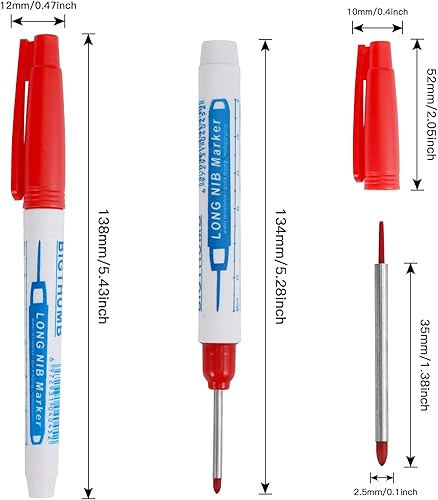 Wzone 8PCS Tieflochmarker, 30mm Extralange Spitze Bohrlochmarker Zimmermannsbleistifte für Holz Metall Betonfliesen, 4 Farben - Cheap-Us