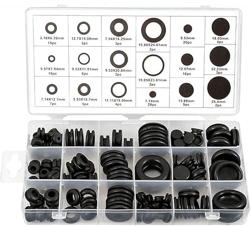 Litensh 125 Stück O Ring kabeldurchführung Gummi, Schwarze Dichtungsringe Gummidichtung Set für Elektrische Leiterdichtung, Sortiment zum Schutz von Drähten, Steckern und Kabeln - Cheap-Us