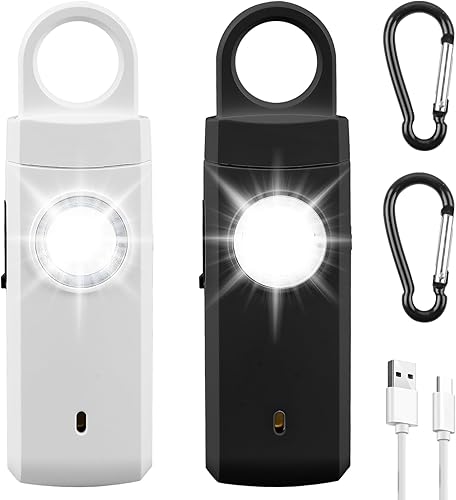 Persönlicher Alarm, 2 Stück 130dB Taschenalarm für Frauen mit LED-Licht Selbstverteidigungsalarm Schlüsselanhänger Panik Alarm Schrillalarm für Frauen Senioren Ganze Familie - Cheap-Us