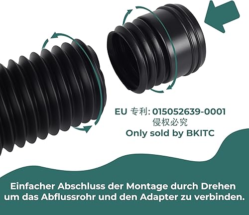 BKITC Dachrinne Flexible Fallrohr Verlängerung, Rundes Verlängerung für Fallrohr 80/100 mm, Regenrinne Fallrohrablauf Verlängerungsset, Fallrohr Erweiterung von 47 bis 150 cm (Schwarz, 1 Stück) - Cheap-Us