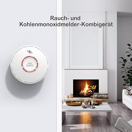 Andyssey kombinierter Rauch- und CO Melder, 10 Jahre Batterie, 2 in 1 Rauchmelder und Kohlenmonoxid Melder mit Prüftaste, nach EN14604 & EN50291 Standard Zertifiziert - Cheap-Us