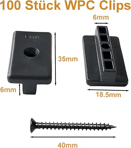 30 Stück WPC Befestigungsclips Anfang/Endklammer, Versteckte Starter Befestigung Board Clip mit Selbstschneidender Schraube Edelstahl DIY Hardware (Schwarz) - Cheap-Us