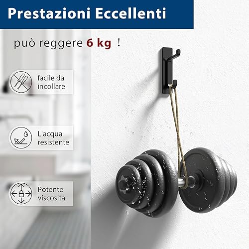 pickpiff Klebehaken Ultra Stark, Hält Bis Zu 6kg, Metall Türhaken Handtuchhaken Nichtrostend, Selbstklebende Haken, Duschhaken Ohne Bohren, Weiß, 4 Pack - Cheap-Us