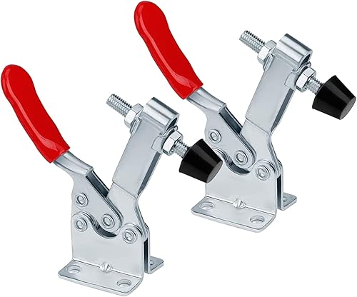 YOUTU® Kniehebelspanner Schnellspanner, Horizontal Toggle Clamp Haltekraft Waagrechtspanner Anti-Rutsch Knebelklemme Handwerkzeuge für Schweißen, GH-201B 90Kg/198Lbs Fassungsvermögen (2 Stück) - Cheap-Us