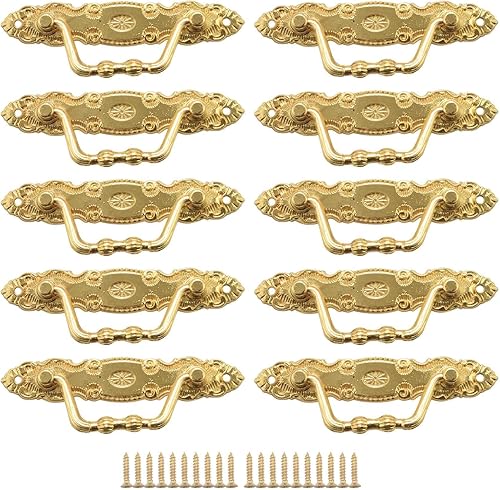 Fowecry 10 STÜCKE Antike Legierung Schubladen Griffe Goldene SchräNke & Schubladen Griffe für MöBel TüR (Mit Schrauben) - Cheap-Us