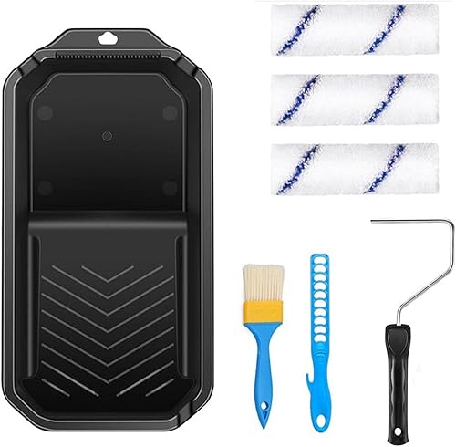 7-teiliges Farbroller-Set – Malwanne, Rollenständer, Farbrührstab, Pinsel, Rollpinsel zum Streichen von Wänden, Kanten und Decken - Cheap-Us