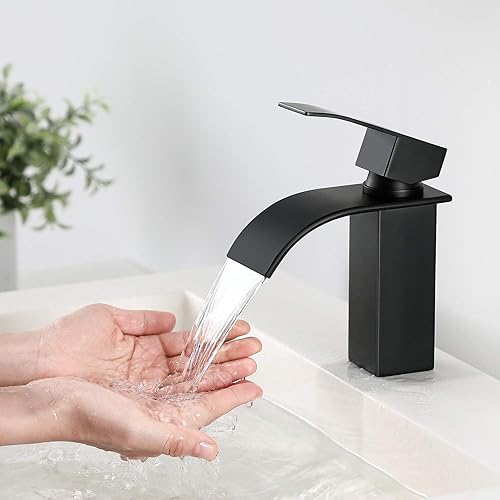 CECIPA Wasserhahn Bad, Wasserfall Wasserhahn Bad Edelstahl Waschtischarmatur Wasserfall mit Auslauf Höhe 84MM Waschbecken Armatur Chrom Einhebelmischer Warm und Kalt wasser Mischbatterien Bad - Cheap-Us