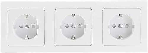 Delphi 3-Fach Steckdose Unterputz UP Einbau 3 Steckdosen mit 3er Abdeck Rahmen Klemm Anschluss I Weiß - Cheap-Us