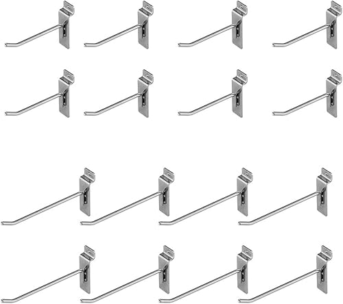 HONESTY Slatwall Haken 16Pack (8 Stück 10cm und 15cm) Display Hooks, Display Perfekt Artikel & Produkte für Ihr Zimmer Garage Retail Store, Metall & Chrom - Cheap-Us