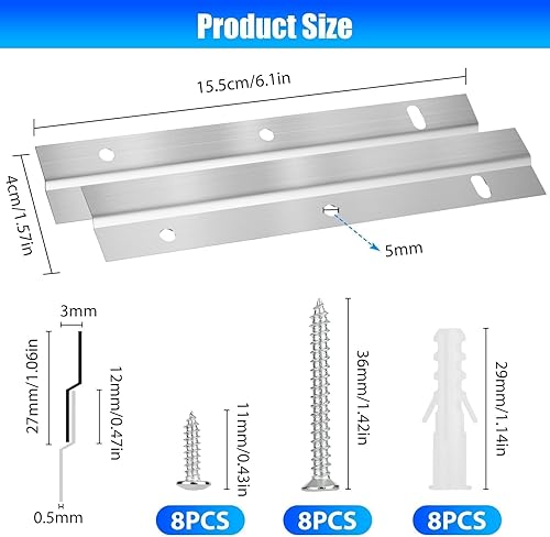 Linkstyle Z Klemmen Zum Aufhängen, 30 cm Z Schienen Französische, Hochbelastbares Aufhängungssystem, Bilderaufhänger Ineinandergreifende Fotorahmenhaken für Bilder Spiegel und Kunstwerke - Cheap-Us