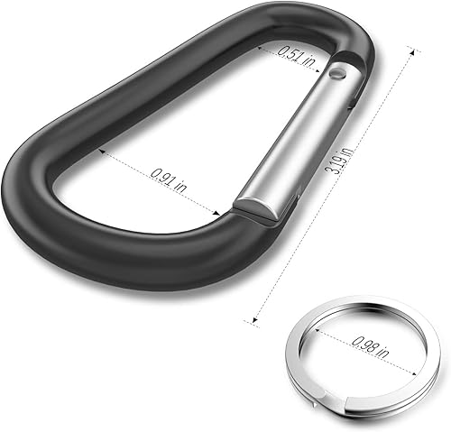 sprookber 3' Aluminium Karabiner D-Ring - karabinerhaken Clips mit Federschnapphaken für Schlüsselanhänger Clip - 10 Stücke - Cheap-Us
