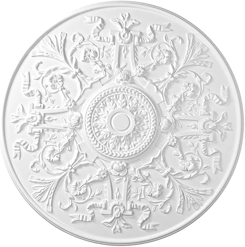 HEXIM Perfect Stuckrosette B3037, Ø 84cm - Deckenrosette weiß, aus PU/Polyurethane, Zierelement, Stuck, Wanddeko Wohnzimmer Lampe rund - Cheap-Us