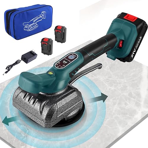 Vibrator für Fliesen mit Akku EUWLY Fliesenfliesenmaschine mit 21 V Fliesenlegerwerkzeuge mit 5 Einstellbaren Gänge, 12cm Saugnapf und 80kg Adsorption zum Verlegen von 0,6-1m Fliesen - Cheap-Us