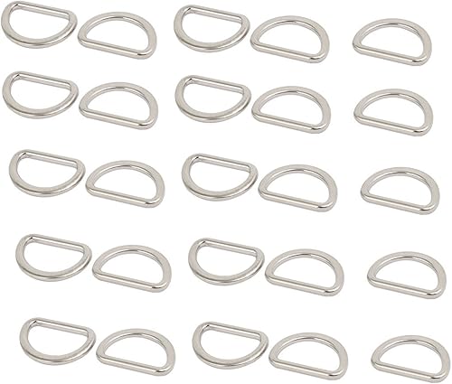 sourcing map 25 Stück 15mm D-Ringe Halbringe geschweißt Zinklegierung Flach Ring Silberton DE de - Cheap-Us