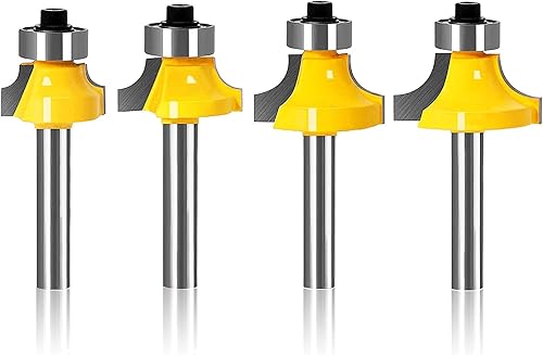 Abrundfräser Standard Fräser Set Oberfräse Zubehör mit Lager 6mm Schaft für die Holzbearbeitung Fräsen 4 Stück - Cheap-Us