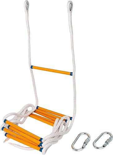 Feuerfeste Rettungsleiter Strickleiter 5M, Feuerfest Sicherheitsleiter, Strickleiter mit 2 Karabiner 16 Fuß für 2 Etage Häuser von Poweka - Cheap-Us