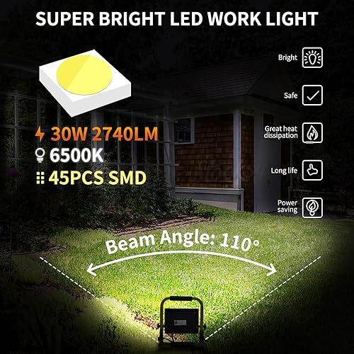 Aigostar LED Baustrahler 100W， 9000LM，LED Arbeitsleuchte mit Stecker，4M Kabel mit Schalter，IP65 Wasserdicht Baustellenlampe ，für Werkstatt oder Baustelle，Garage，6500K - Cheap-Us