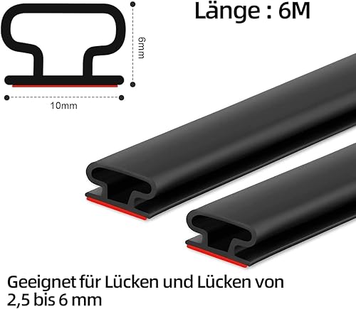Türdichtung Dichtungsband Selbstklebend,Tür Dichtband Wasserdicht Fensterdichtung,Gummidichtung Fenster Abdichtungsband,Türdichtung Unten,Türdichtungen für Türen Fenster Haustür Türrahmen(6M,Schwarz) - Cheap-Us