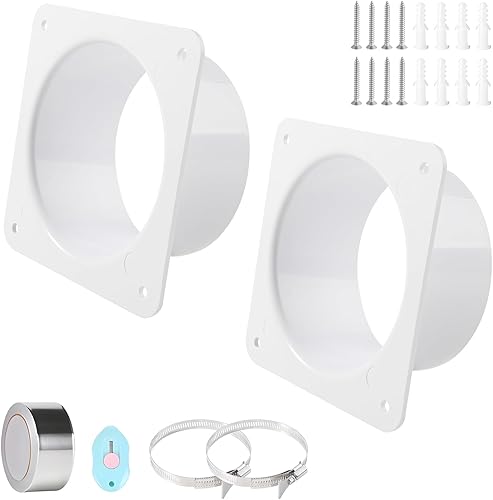 2STK Rohrverbinder Flansch 100 mm / 10 cm Lüftungskanalverbinder Flansch aus ABS Kunststoff mit Edelstahl Schlauchschellen Alu-Folienband gerade Rohrflansch für Heizung Kühlung Lüftungssystem - Cheap-Us