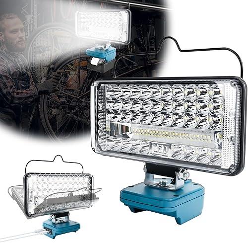 Akku lampe für Makita 18V, 90 W 7500 LM Baustrahler Akku, 7 Zoll Kabellose Arbeitsleuchte, LED Strahler Akku mit USB und Type-C Ladeanschluss, Baustellenlampe(Keine Batterien) - Cheap-Us
