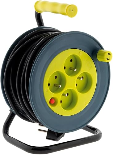 Zenitech - Kabeltrommel mit 4 Steckdosen - 15 m (3G1 mm²) Schwarz - Cheap-Us