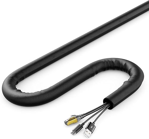 deleyCON 3,0m Kabelschlauch Selbstschließend Kabelmanagement Kabelkanal Kabelschutz Robuster Nylon Kabelmantel Haushalt Büro Schreibtisch Weiß - Cheap-Us