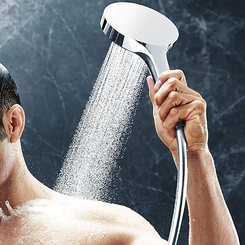 hansgrohe Rainfinity - Duschkopf, Handbrause mit 3 Strahlarten, runde Duschbrause (130 mm), Brausekopf mit Antikalk-Funktion, Chrom, 26864000 - Cheap-Us